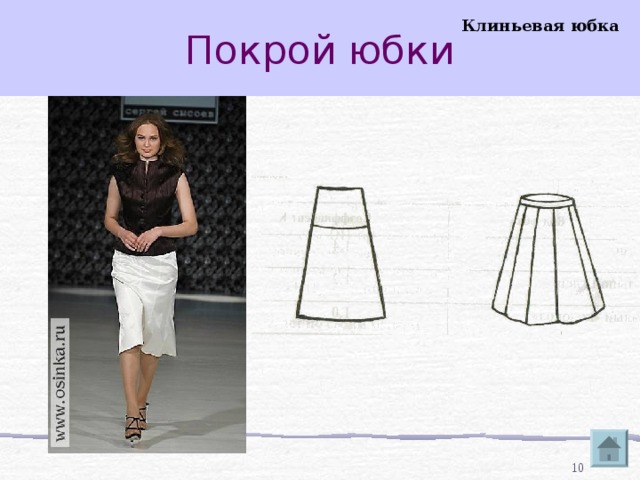 Покрой юбки Клиньевая юбка  