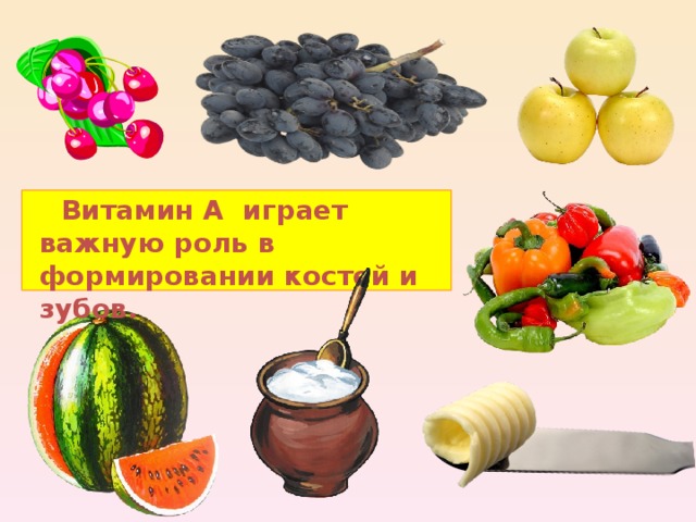  Витамин А играет важную роль в формировании костей и зубов. 