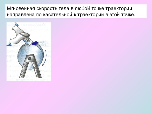 Мгновенная скорость тела в любой точке траектории направлена по касательной к траектории в этой точке. 