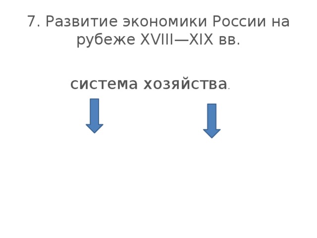 7. Развитие экономики России на рубеже XVIII—XIX вв. система хозяйства . 