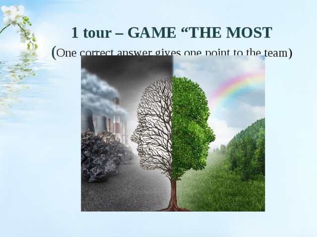   1 tour – GAME “THE MOST  ( One correct answer gives one point to the team )   