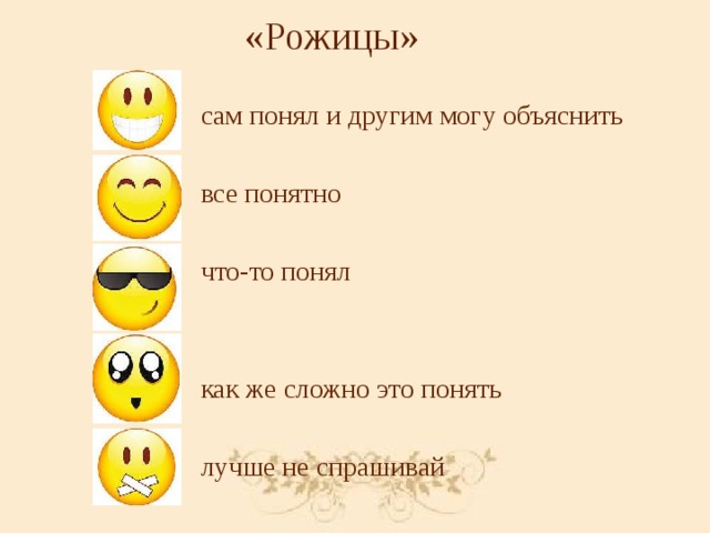 «Рожицы» сам понял и другим могу объяснить все понятно что-то понял как же сложно это понять лучше не спрашивай 
