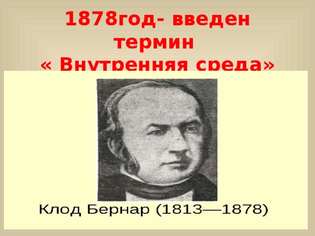 1878год- введен термин  « Внутренняя среда» 