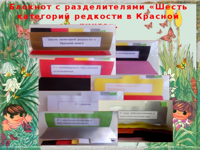 Блокнот с разделителями «Шесть категорий редкости в Красной книге».