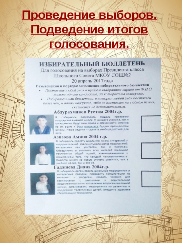 Проведение выборов. Подведение итогов голосования. 