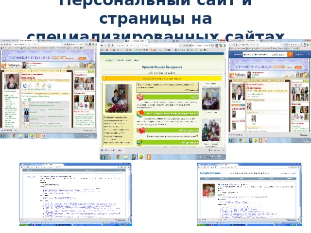 Персональный сайт и страницы на специализированных сайтах 