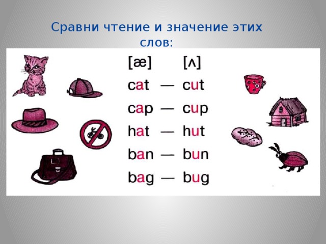 Сравни чтение и значение этих слов: 