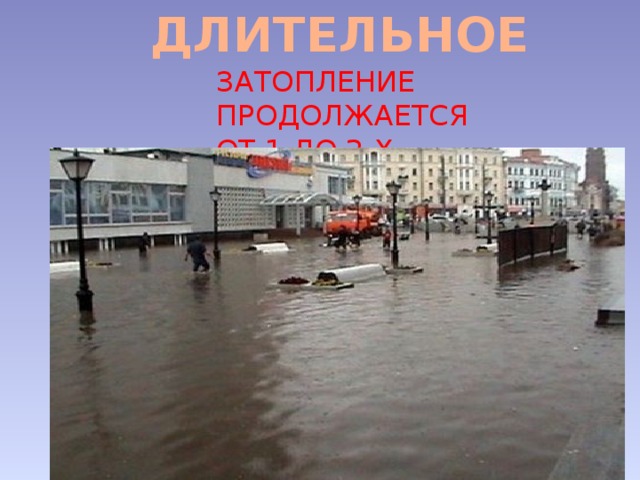 ДЛИТЕЛЬНОЕ ЗАТОПЛЕНИЕ ПРОДОЛЖАЕТСЯ ОТ 1 ДО 2-Х МЕСЯЦЕВ 