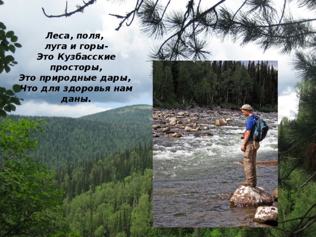  Леса, поля, луга и горы- Это Кузбасские просторы, Это природные дары, Что для здоровья нам даны. 