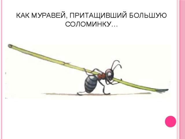 Как муравей, притащивший большую соломинку… 