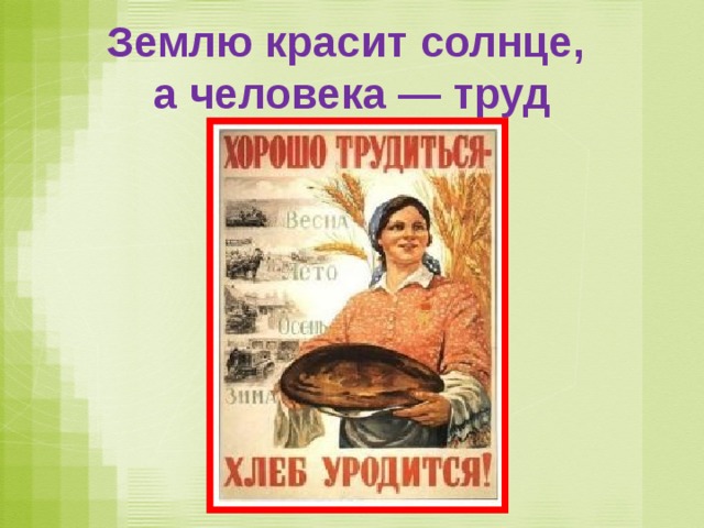 Землю красит солнце,  а человека — труд 