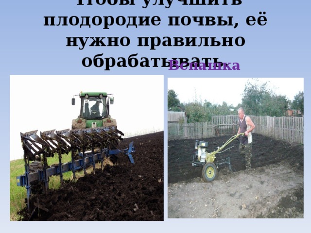 Чтобы улучшить плодородие почвы, её нужно правильно обрабатывать.  Вспашка 