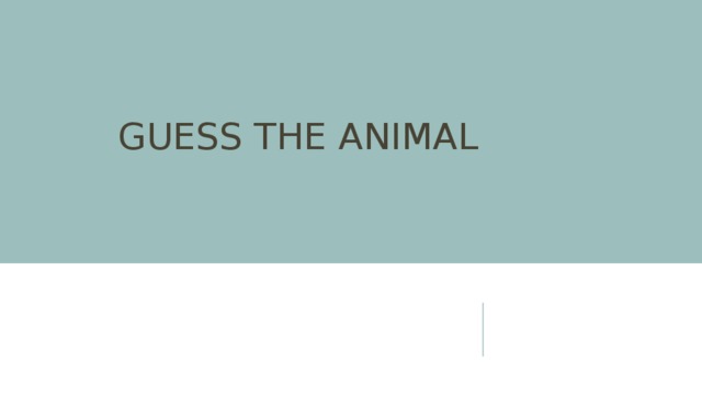 GUESS THE ANIMAL 