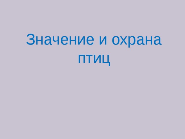 Значение и охрана птиц 