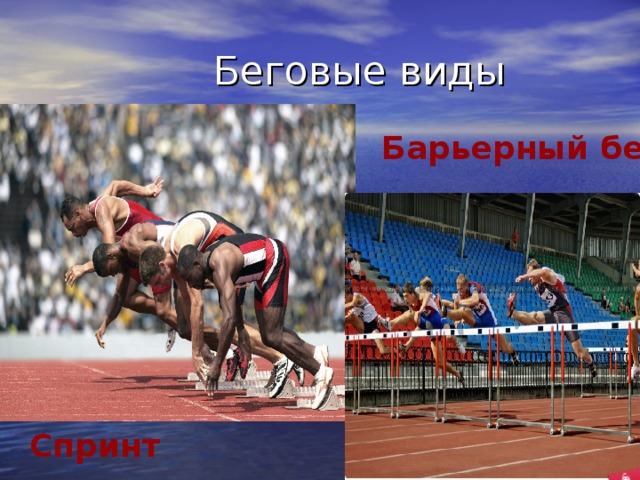  Беговые виды Барьерный бег Спринт  