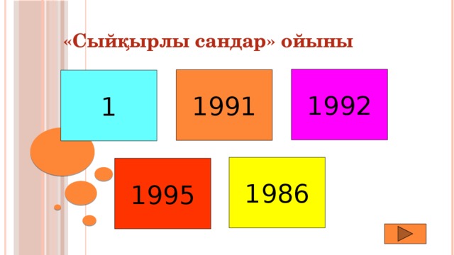 «Сыйқырлы сандар» ойыны 1992 1991 1 1986 1995 
