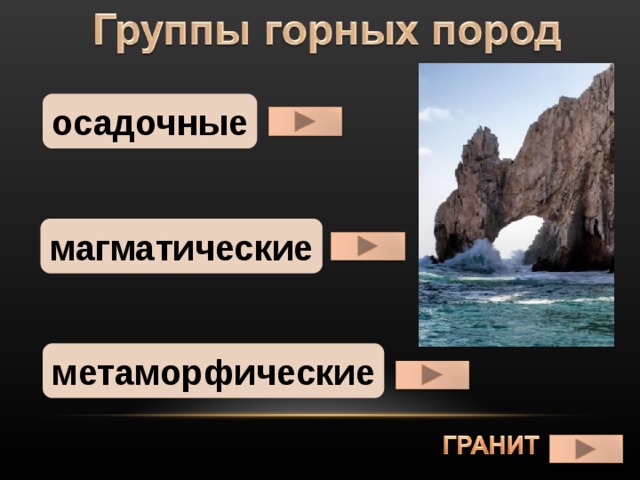 осадочные магматические метаморфические 