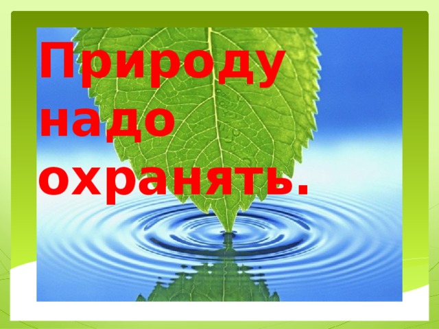 Природу надо охранять.   