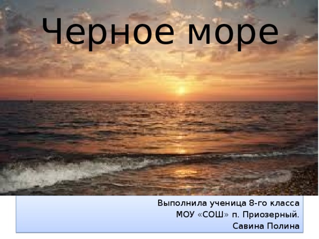 Черное море Выполнила ученица 8-го класса МОУ «СОШ» п. Приозерный. Савина Полина 