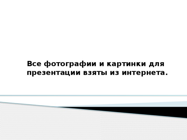Все фотографии и картинки для презентации взяты из интернета. 