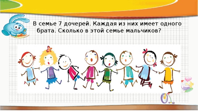  В семье 7 дочерей. Каждая из них имеет одного брата. Сколько в этой семье мальчиков? 