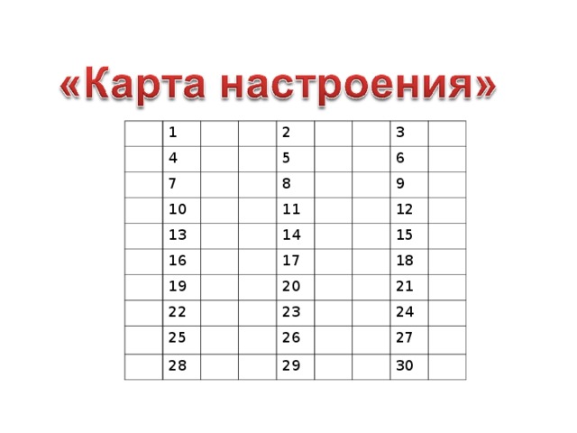 1 4 7 2 10 13 5 16 8 19 3 11 14 22 6 9 25 17 20 12 28 15 23 18 26 21 29 24 27 30 