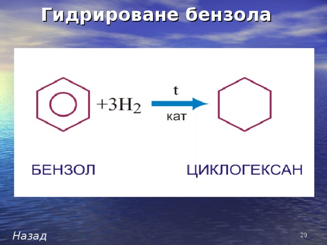 Гидрироване бензола Назад   