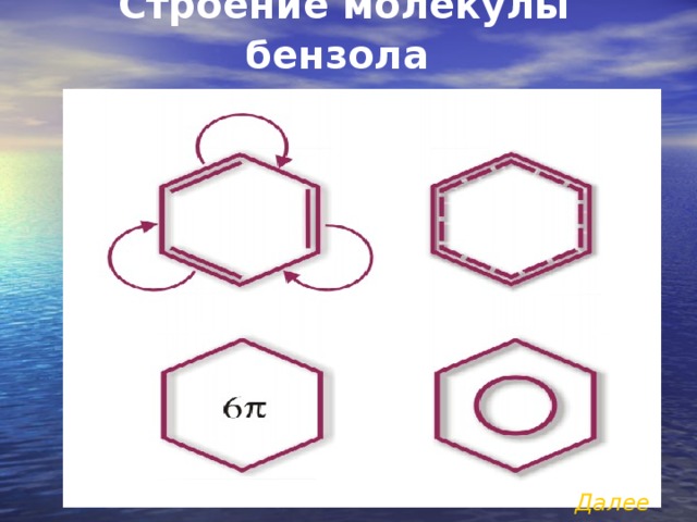 Строение молекулы бензола  Далее   