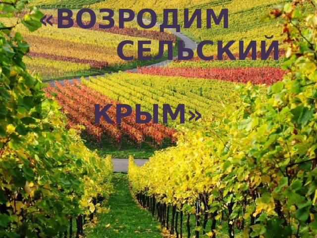 «ВОЗРОДИМ  СЕЛЬСКИЙ  КРЫМ» 