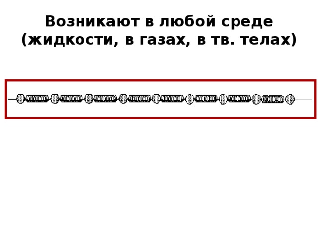 Возникают в любой среде (жидкости, в газах, в тв. телах) 