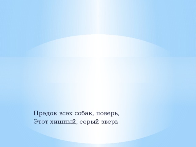 Предок всех собак, поверь, Этот хищный, серый зверь 