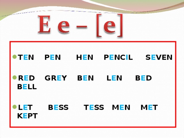  T E N P E N H E N P E NC I L S E VEN  R E D GR E Y B E N L E N B E D B E LL  L E T B E SS T E SS M E N M E T K E PT 