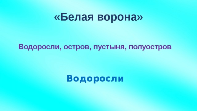 «Белая ворона» Водоросли, остров, пустыня, полуостров Водоросли