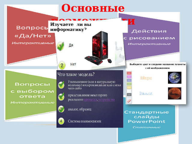 Основные возможности Изучаете ли вы информатику? 