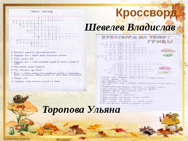 Кроссворд Шевелев Владислав Торопова Ульяна 