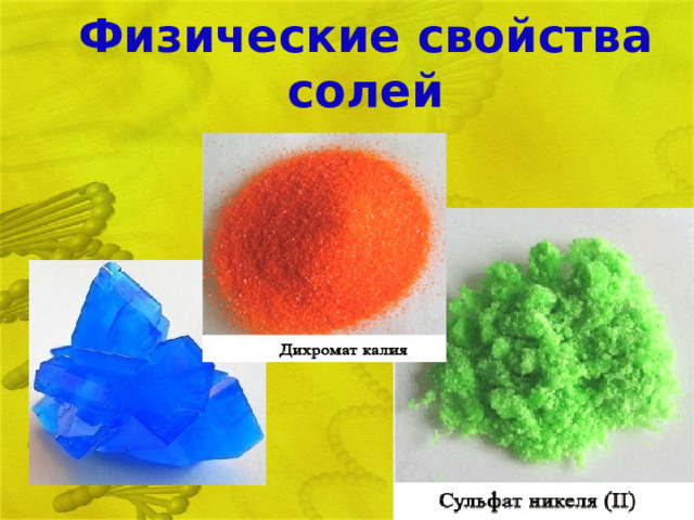 Физические свойства солей  