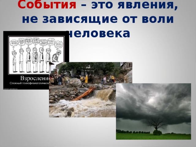 События – это явления, не зависящие от воли человека 