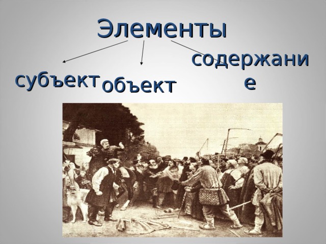 Элементы субъект содержание объект 