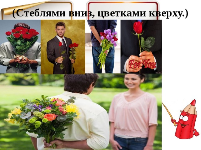 (Стеблями вниз, цветками кверху.)   