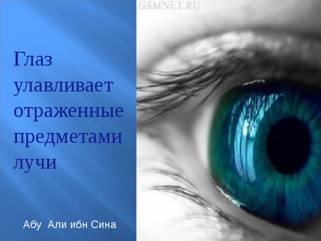 Глаз улавливает отраженные предметами лучи Абу Али ибн Сина 
