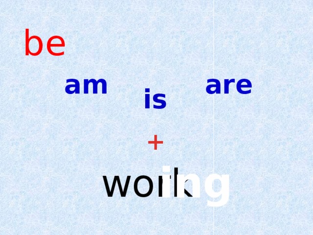 be   am are is + ing  work 
