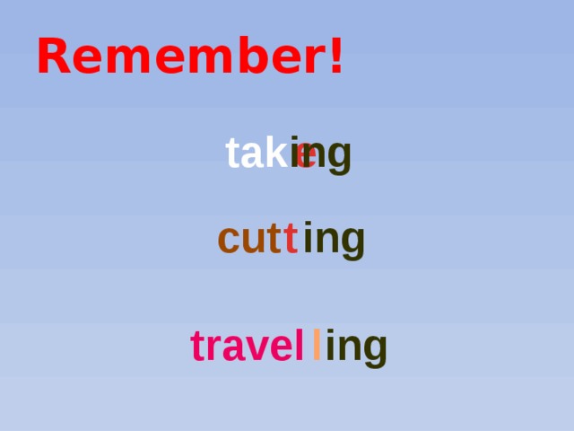 Remember! tak e ing cut t ing travel l ing 