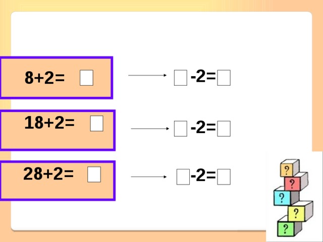  8+2=  -2=  18+2= -2= -2=  28+2= 