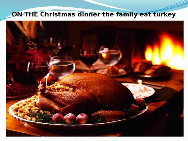 ON THE Christmas dinner the family eat turkey 