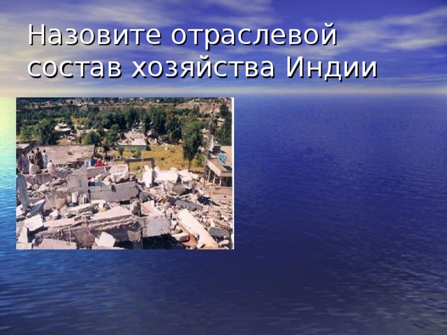 Назовите отраслевой состав хозяйства Индии 