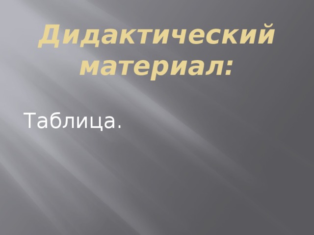 Дидактический материал: Таблица. 
