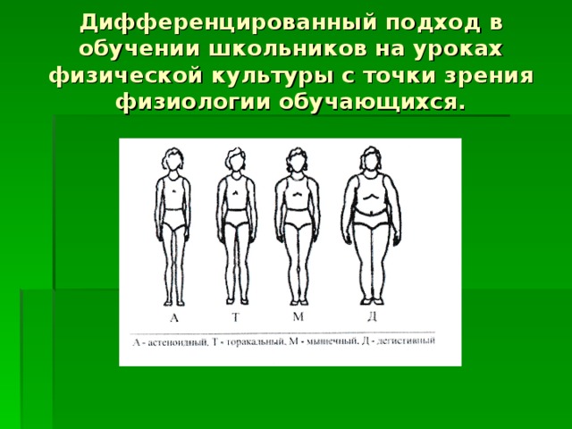 Дифференцированный подход в обучении школьников на уроках физической культуры с точки зрения физиологии обучающихся. 