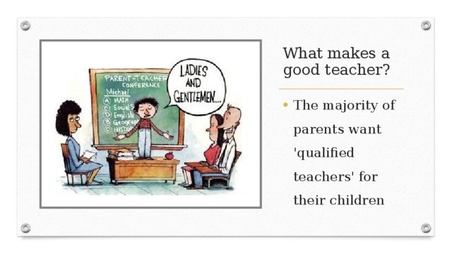 What makes a good teacher? The majority of parents want 'qualified teachers' for their children 
