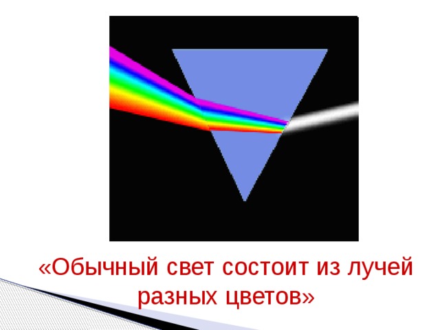 «Обычный свет состоит из лучей разных цветов» 