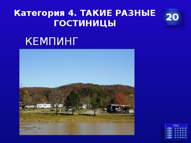 Категория 4. ТАКИЕ РАЗНЫЕ ГОСТИНИЦЫ 20  КЕМПИНГ 